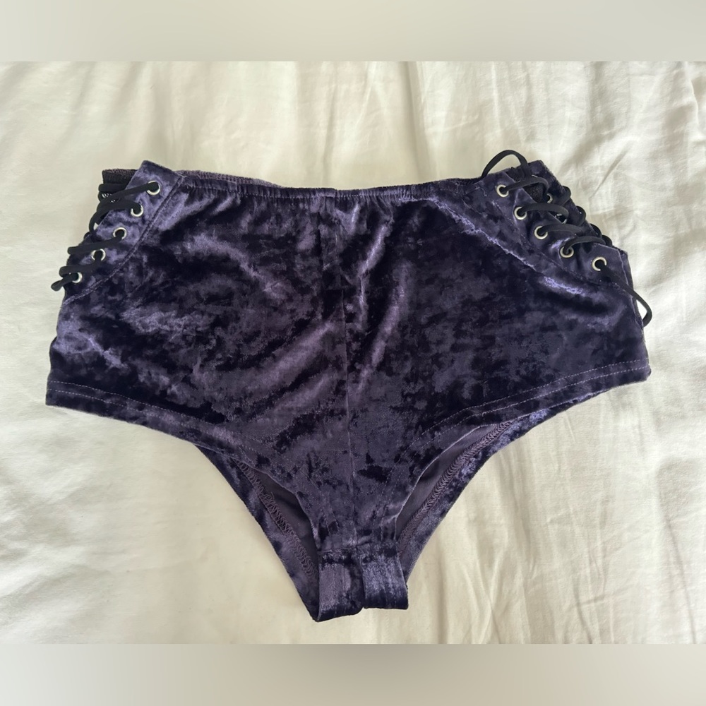 Crushed Purple Velvet Hot Pants